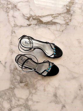 BCBG Paris Turquoise Accent Heels in Black